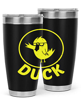 Duck Style 1# Tumbler in stainless steel with a sleek design, showcasing its double wall vacuum insulation and drink-thru lid.