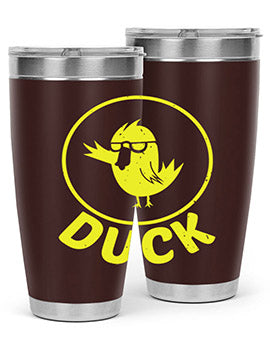 Duck Style 1# Tumbler in stainless steel with a sleek design, showcasing its double wall vacuum insulation and drink-thru lid.