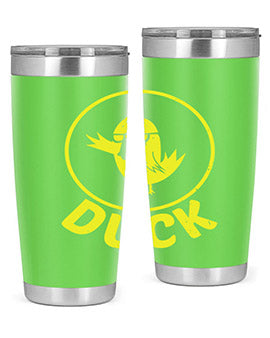 Duck Style 1# Tumbler in stainless steel with a sleek design, showcasing its double wall vacuum insulation and drink-thru lid.