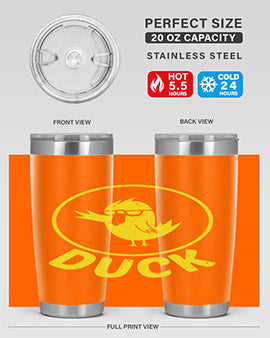Duck Style 1# Tumbler in stainless steel with a sleek design, showcasing its double wall vacuum insulation and drink-thru lid.