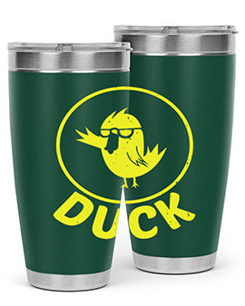 Duck Style 1# Tumbler in stainless steel with a sleek design, showcasing its double wall vacuum insulation and drink-thru lid.