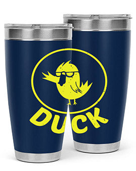 Duck Style 1# Tumbler in stainless steel with a sleek design, showcasing its double wall vacuum insulation and drink-thru lid.