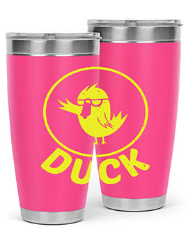 Duck Style 1# Tumbler in stainless steel with a sleek design, showcasing its double wall vacuum insulation and drink-thru lid.