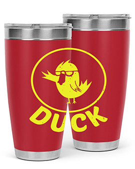 Duck Style 1# Tumbler in stainless steel with a sleek design, showcasing its double wall vacuum insulation and drink-thru lid.