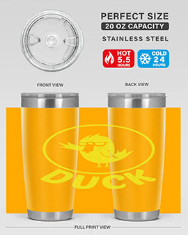 Duck Style 1# Tumbler in stainless steel with a sleek design, showcasing its double wall vacuum insulation and drink-thru lid.