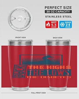 Duck The Highs Duck The Lows tumbler in stainless steel with a stylish design, perfect for hot and cold beverages.