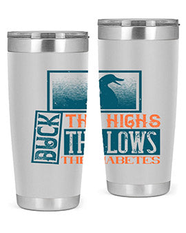 Duck The Highs Duck The Lows tumbler in stainless steel with a stylish design, perfect for hot and cold beverages.