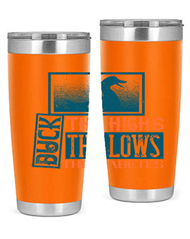 Duck The Highs Duck The Lows tumbler in stainless steel with a stylish design, perfect for hot and cold beverages.