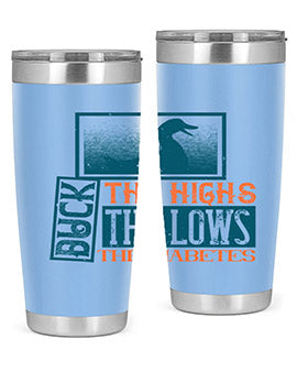 Duck The Highs Duck The Lows tumbler in stainless steel with a stylish design, perfect for hot and cold beverages.