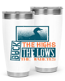 Duck The Highs Duck The Lows tumbler in stainless steel with a stylish design, perfect for hot and cold beverages.
