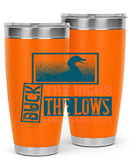 Duck The Highs Duck The Lows tumbler in stainless steel with a stylish design, perfect for hot and cold beverages.