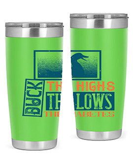 Duck The Highs Duck The Lows tumbler in stainless steel with a stylish design, perfect for hot and cold beverages.