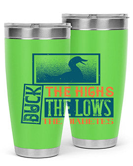 Duck The Highs Duck The Lows tumbler in stainless steel with a stylish design, perfect for hot and cold beverages.