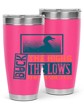 Duck The Highs Duck The Lows tumbler in stainless steel with a stylish design, perfect for hot and cold beverages.