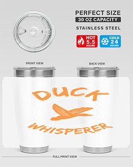 Duck Whisperer Style 2# Tumbler, a double wall vacuum stainless steel tumbler with a stylish design, perfect for hot and cold beverages.