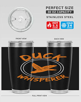 Duck Whisperer Style 2# Tumbler, a double wall vacuum stainless steel tumbler with a stylish design, perfect for hot and cold beverages.