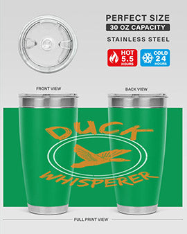 Duck Whisperer Style 2# Tumbler, a double wall vacuum stainless steel tumbler with a stylish design, perfect for hot and cold beverages.