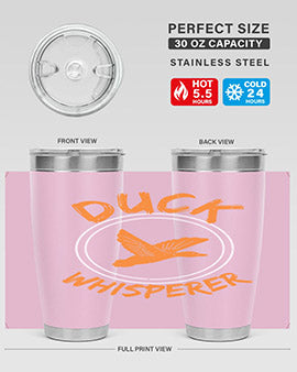 Duck Whisperer Style 2# Tumbler, a double wall vacuum stainless steel tumbler with a stylish design, perfect for hot and cold beverages.