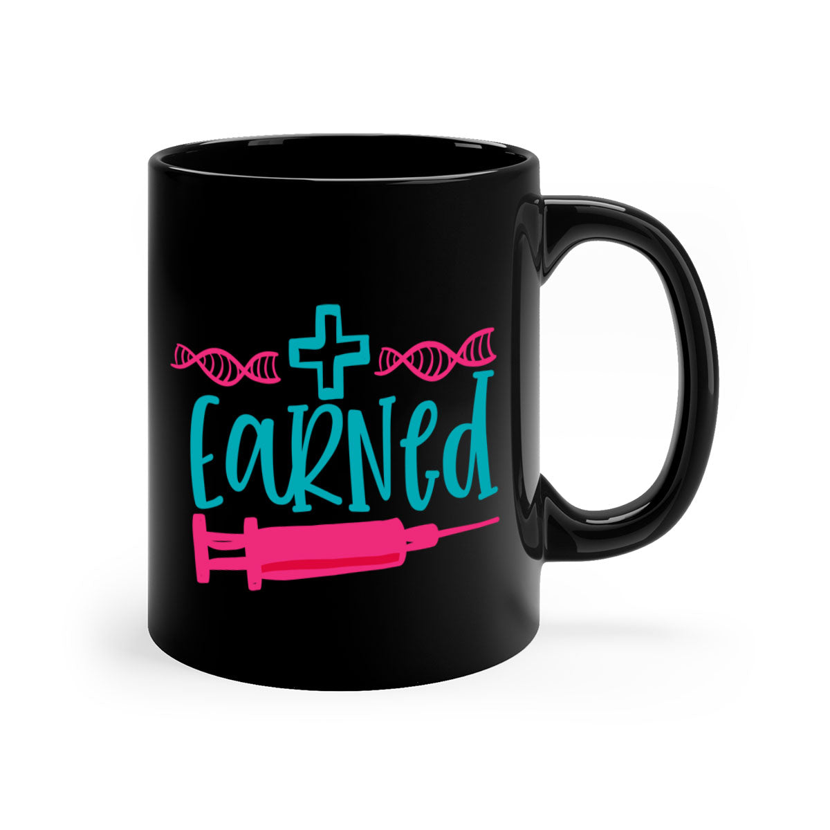 Earned Style 389# nurse mug with colorful handle and glossy finish, available in multiple colors and sizes.