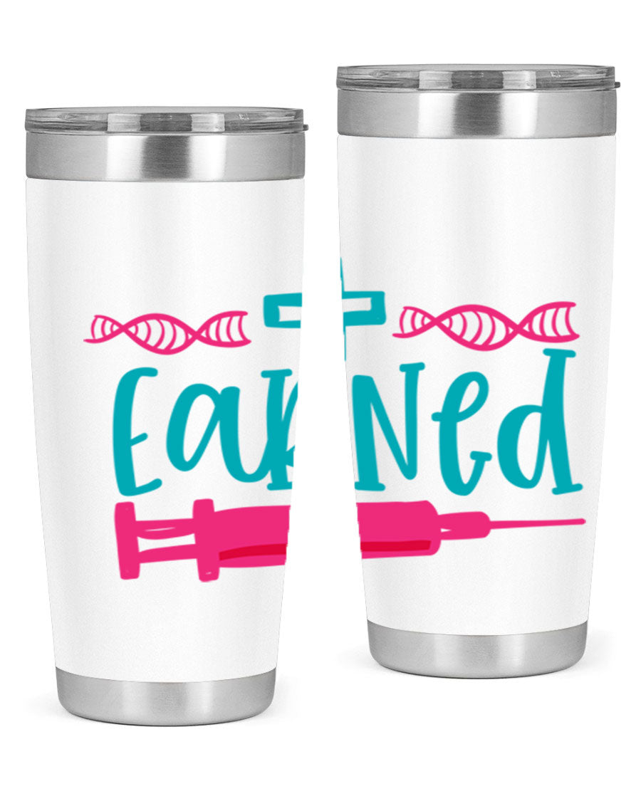 Earned Style 197# Nurse Tumbler in stainless steel with a press-in lid, designed for hot and cold beverages.