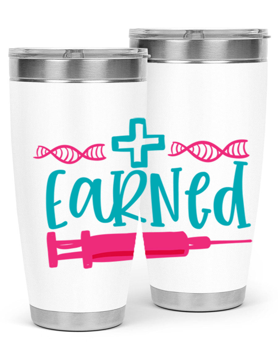 Earned Style 197# Nurse Tumbler in stainless steel with a press-in lid, designed for hot and cold beverages.
