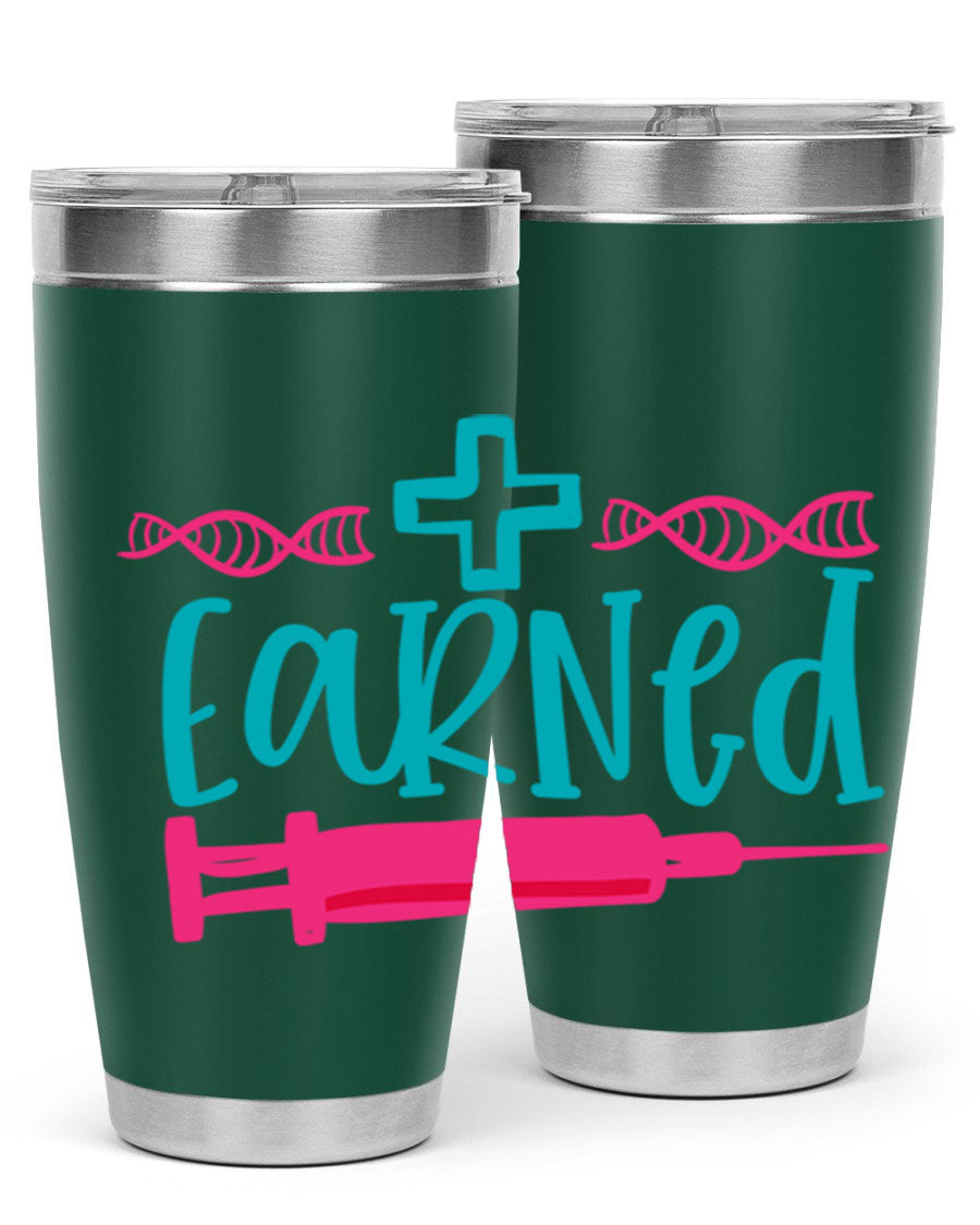 Earned Style 197# Nurse Tumbler in stainless steel with a press-in lid, designed for hot and cold beverages.