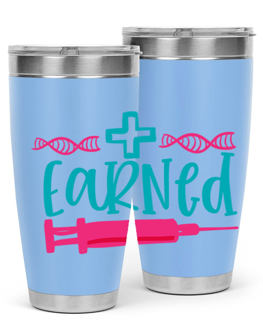 Earned Style 197# Nurse Tumbler in stainless steel with a press-in lid, designed for hot and cold beverages.