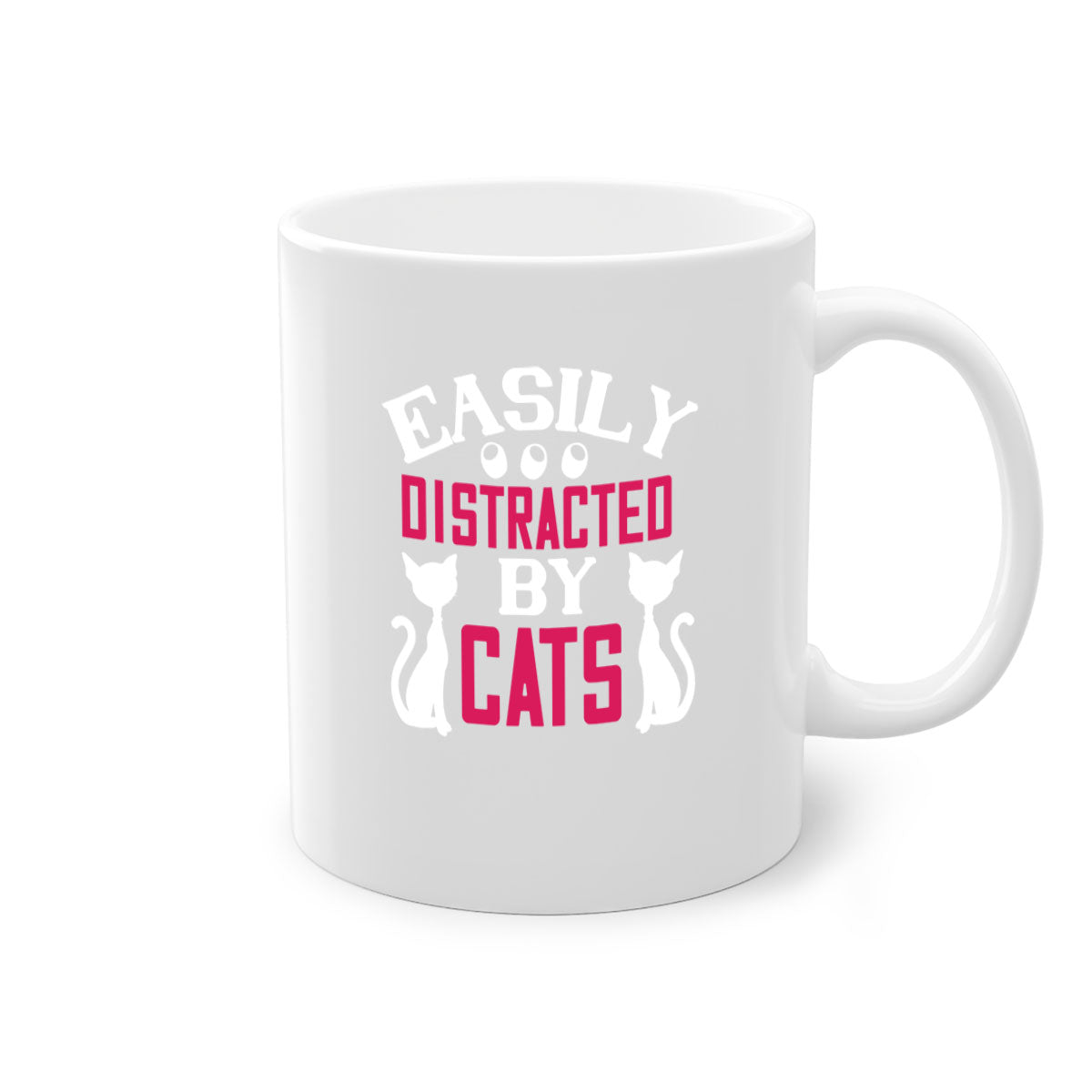 Easily Distracted by Cats Style 46# Mug with colorful handle and glossy finish, perfect for coffee or tea lovers.