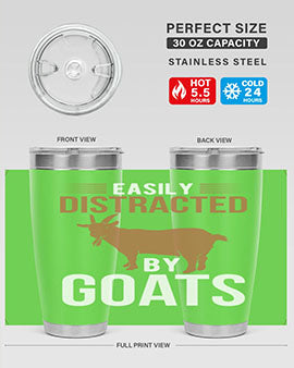 Easily Distracted by Goats Style 5# Tumbler in stainless steel with a humorous goat-themed design.
