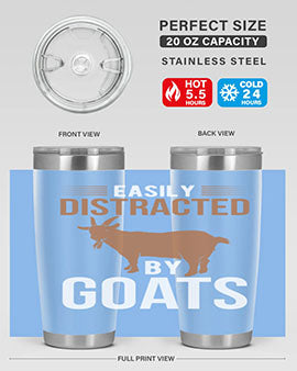 Easily Distracted by Goats Style 5# Tumbler in stainless steel with a humorous goat-themed design.