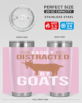 Easily Distracted by Goats Style 5# Tumbler in stainless steel with a humorous goat-themed design.
