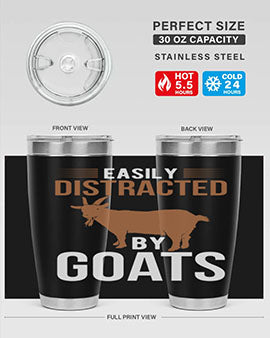 Easily Distracted by Goats Style 5# Tumbler in stainless steel with a humorous goat-themed design.