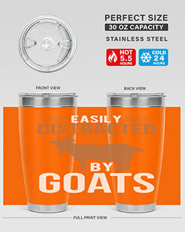 Easily Distracted by Goats Style 5# Tumbler in stainless steel with a humorous goat-themed design.