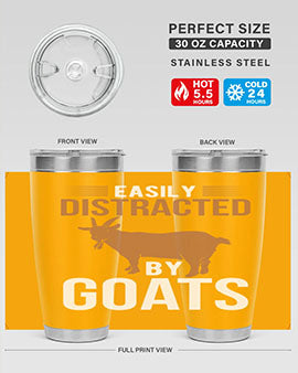 Easily Distracted by Goats Style 5# Tumbler in stainless steel with a humorous goat-themed design.