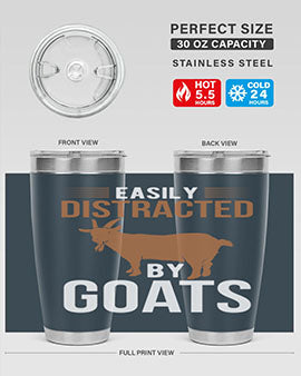 Easily Distracted by Goats Style 5# Tumbler in stainless steel with a humorous goat-themed design.