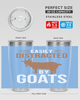 Easily Distracted by Goats Style 5# Tumbler in stainless steel with a humorous goat-themed design.