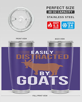 Easily Distracted by Goats Style 5# Tumbler in stainless steel with a humorous goat-themed design.