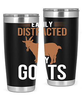 Easily Distracted by Goats Style 5# Tumbler in stainless steel with a humorous goat-themed design.