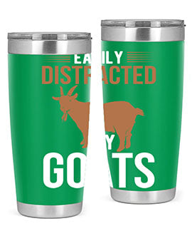 Easily Distracted by Goats Style 5# Tumbler in stainless steel with a humorous goat-themed design.