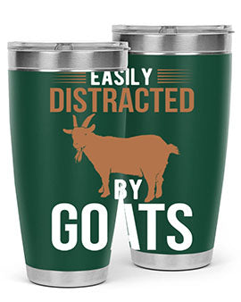 Easily Distracted by Goats Style 5# Tumbler in stainless steel with a humorous goat-themed design.