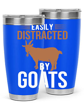 Easily Distracted by Goats Style 5# Tumbler in stainless steel with a humorous goat-themed design.