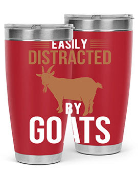 Easily Distracted by Goats Style 5# Tumbler in stainless steel with a humorous goat-themed design.