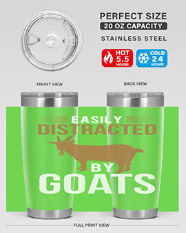 Easily Distracted by Goats Style 5# Tumbler in stainless steel with a humorous goat-themed design.