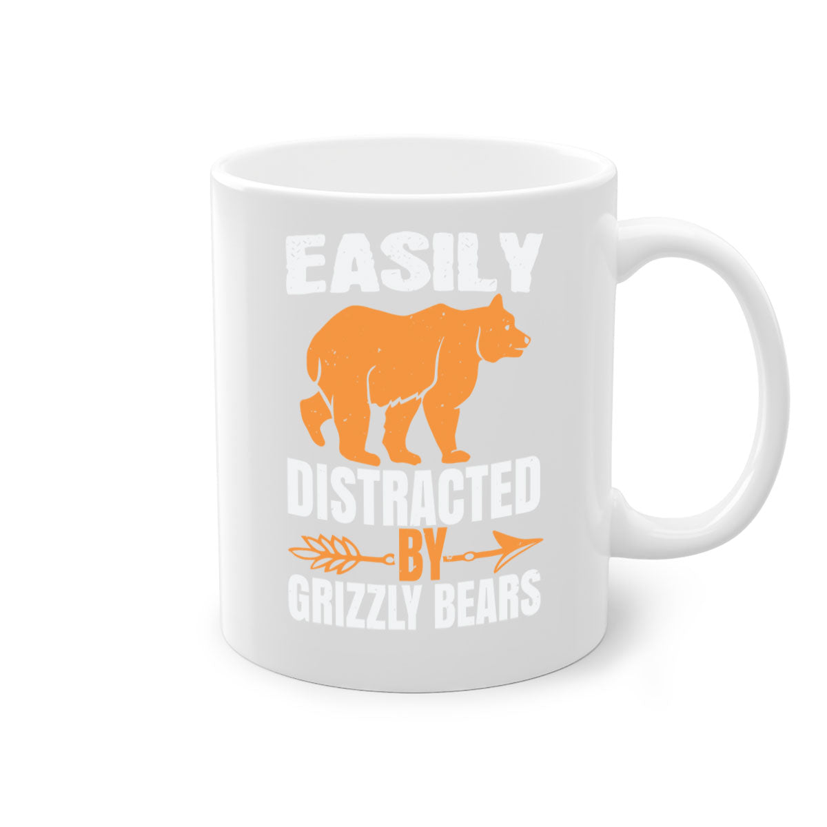Easily Distracted by Grizzly Bears Mug with colorful handle and glossy finish, perfect for coffee lovers.