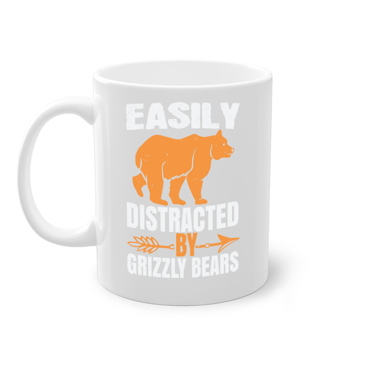 Easily Distracted by Grizzly Bears Mug with colorful handle and glossy finish, perfect for coffee lovers.