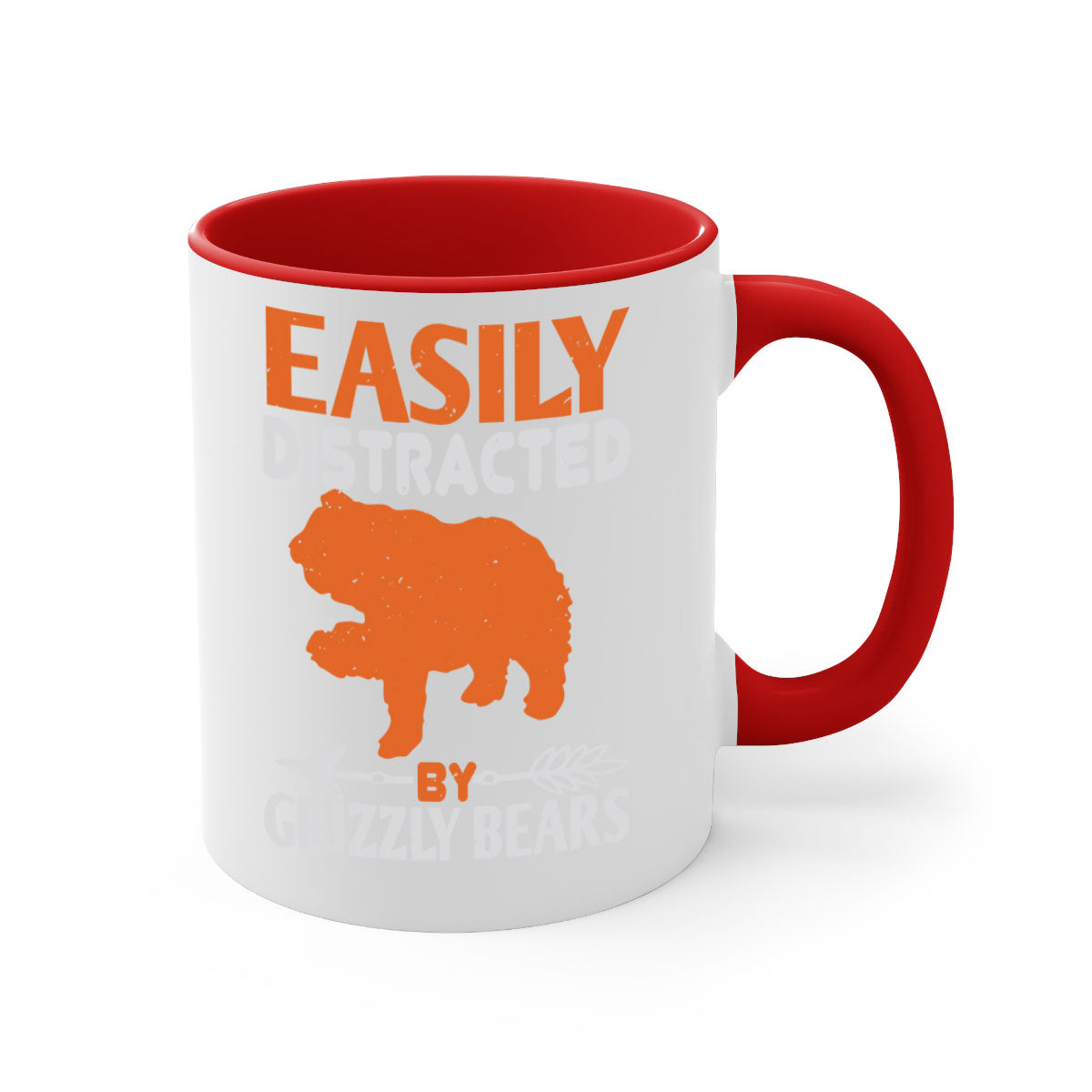 Easily Distracted by Grizzly Bears 10# Mug featuring a glossy finish and colorful handle, perfect for coffee lovers.