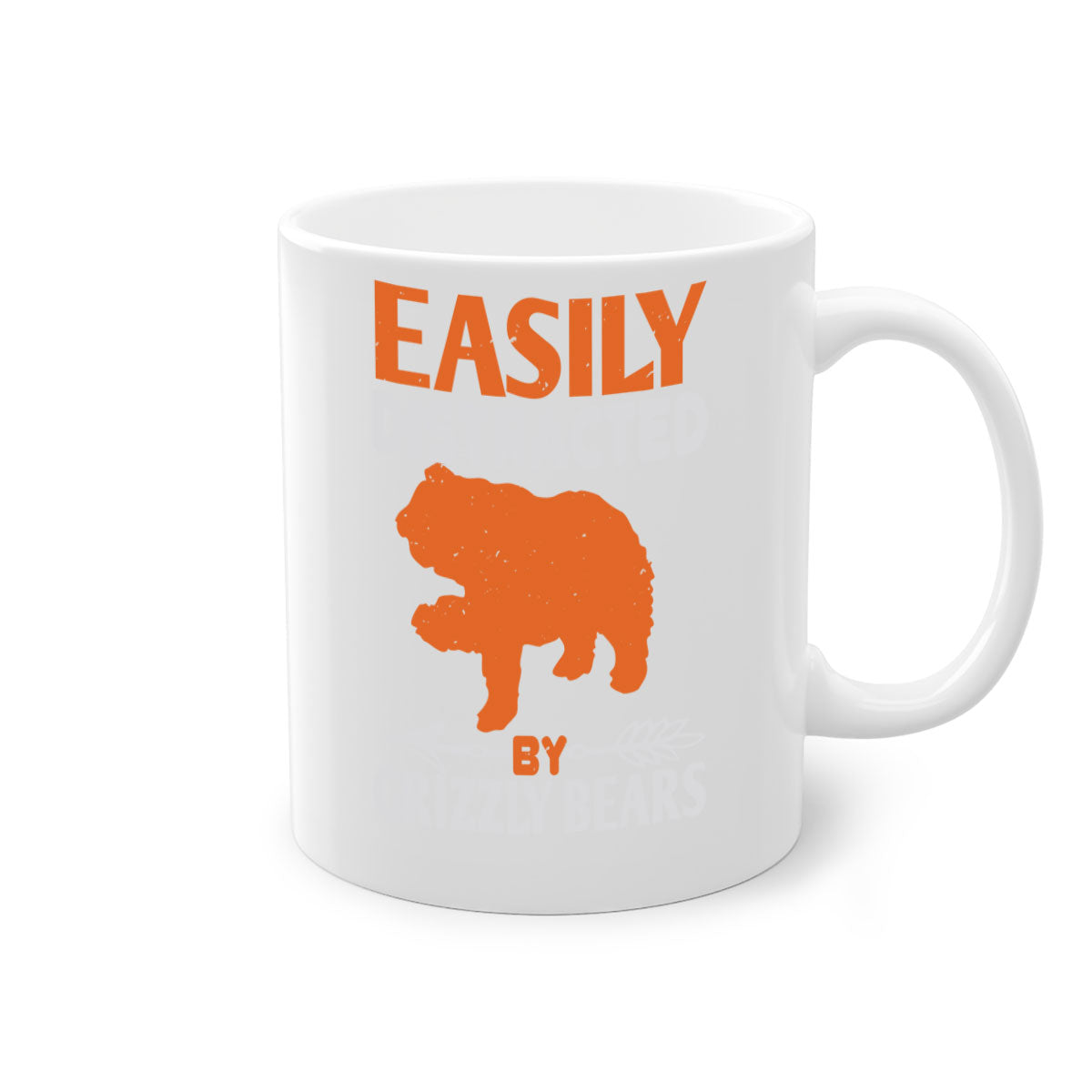 Easily Distracted by Grizzly Bears 10# Mug featuring a glossy finish and colorful handle, perfect for coffee lovers.