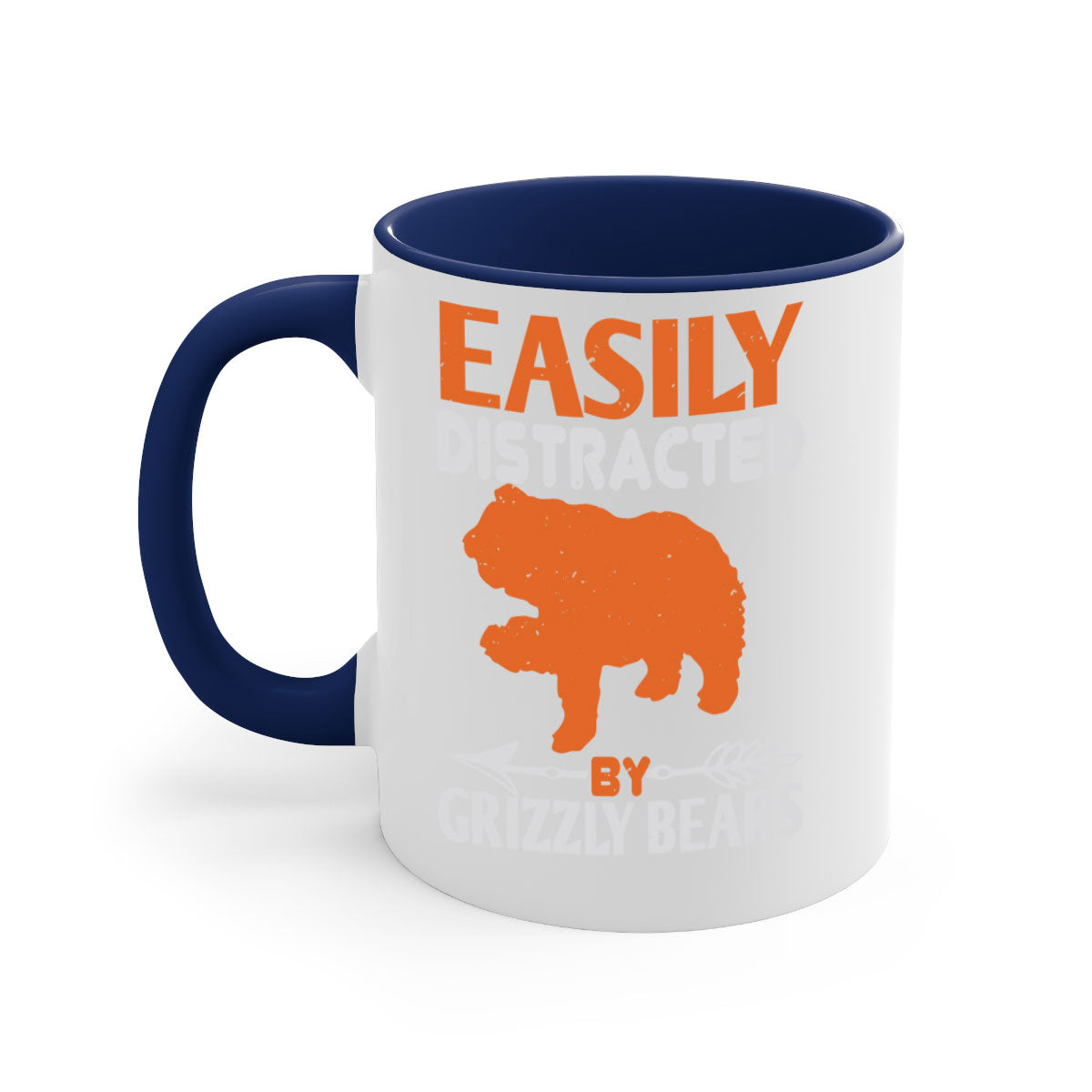 Easily Distracted by Grizzly Bears 10# Mug featuring a glossy finish and colorful handle, perfect for coffee lovers.