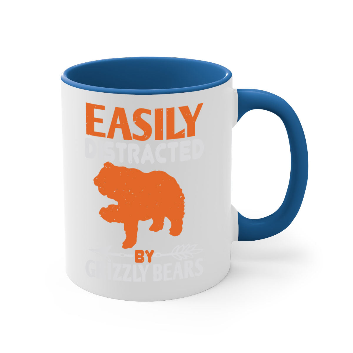Easily Distracted by Grizzly Bears 10# Mug featuring a glossy finish and colorful handle, perfect for coffee lovers.