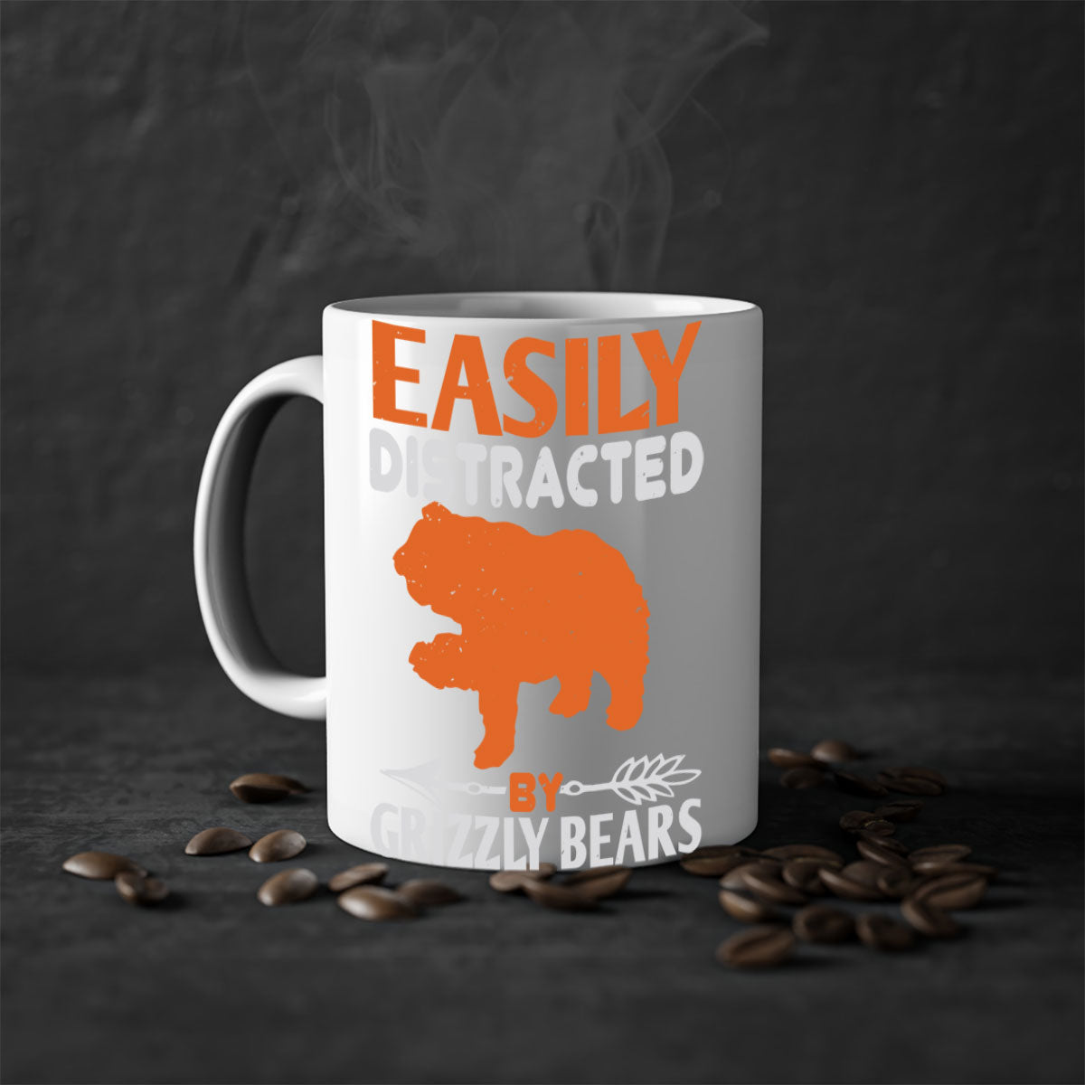 Easily Distracted by Grizzly Bears 10# Mug featuring a glossy finish and colorful handle, perfect for coffee lovers.